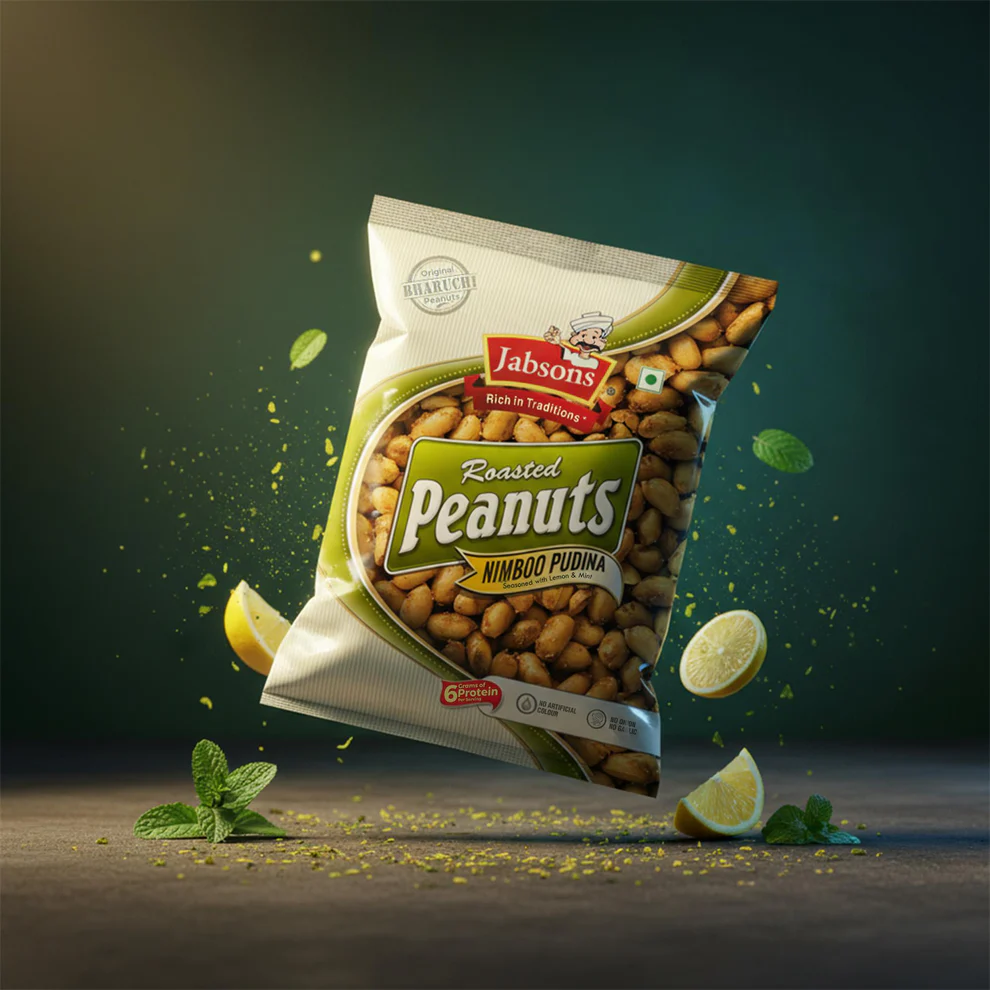 JABSONS ROASTED PEANUTS NIMBOO PUDINA  140 GM